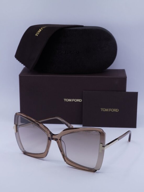 Tom Ford Gia FT0766 57G Sunglasses Gold Butterfly Frame, Brown Lenses main image 9
